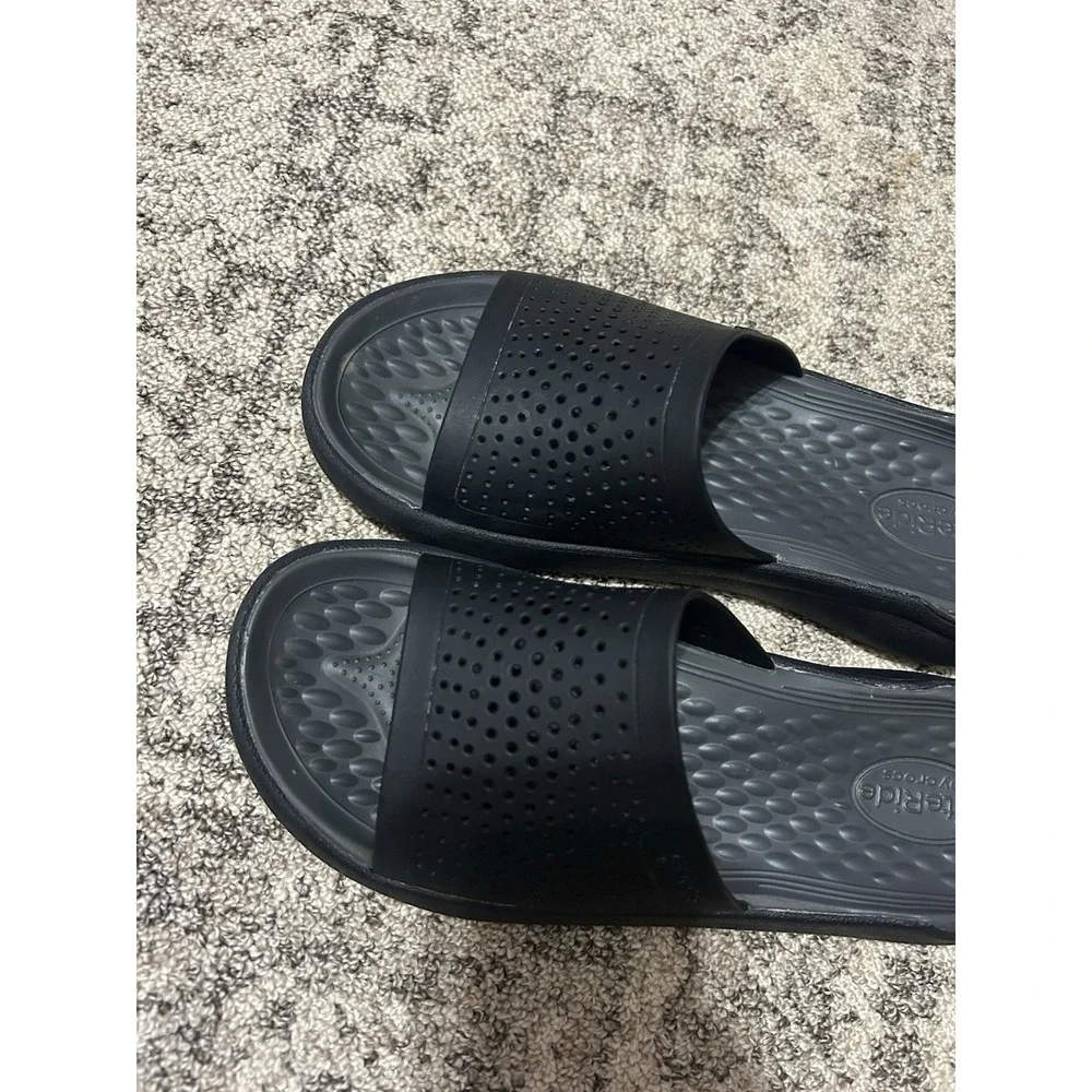literide crocs Black Slides Unisex Women's 11 Men's 9
